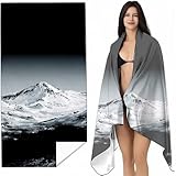 Toalla Playa Grande En Blanco y Negro 90x200 cm Toallas Microfibra MontañA Nevada Absorbente Suave y de Secado Rápido Sin Arena, Ligero y portátil para Viajes Natación Playa Picnic Yoga SYL4 M-9