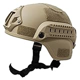 Odoukey Fast Helm, gepolstert, 22, 05–23, 62 Zoll, freie Größe, Airsoft-Paintball-Helm, verstellbare Seitenschiene, NVG-Halterung, Schutzstoß für die Jagd, Sandgelb