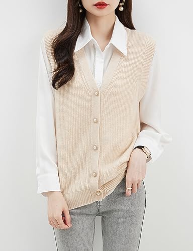 Image of Chanyarn Women's 100% Merino Wool Sweater Vest 2025 Fall Winter Casual Mock Neck Sleeveless Knit Sweater Tank Tops