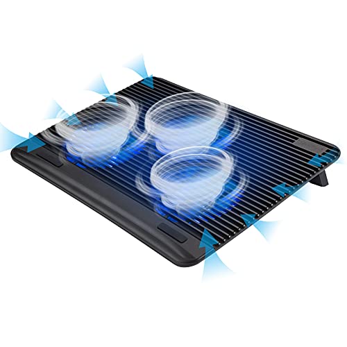 Best Cyber Monday 🔥 Laptop Cooler Cooling Pad, Coolertek USB Powered Laptop Cooler, 3 Blue Silent Fans, Height Adjustable Non-Slip Laptop Stand with Dual USB 2.0 Ports, Fits 11-17.3 Inch Notebook - Black (N3)