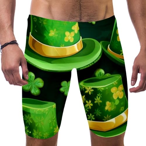 St Patrick's Day Swimsuit for Men & Boys,Competition Lap Swim Suit, Square Leg Endurance Training Multicoloured
