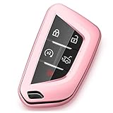 ZSPDACC Compatible with Cadillac Key Fob Cover for CT4 CT5 V Lyriq Escalade ESV Optiq Vistiq Car Key Case Pink Accessories 2020-2026