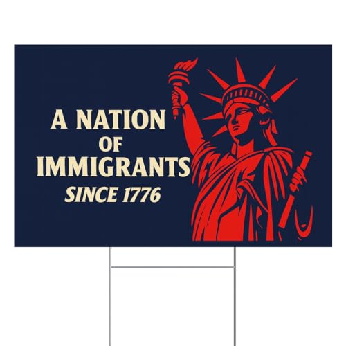 USA 250th Anniversary Lawn Sign - A Nation Of Immigrants Since 1776 - Inclusive America 250th yard sign - 17 inches x 12 inches - Honor the USAs 250 birthday by sharing your love for ALL Americans.