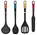 Chefclub by Tefal Set 4 ustensiles, Louche, Cuillère, Spatule à angle, Spatule à crêpes, Anneau de sécurité silicone, Haute qualité, Résistant à la chaleur jusqu'à 230°C K263S404