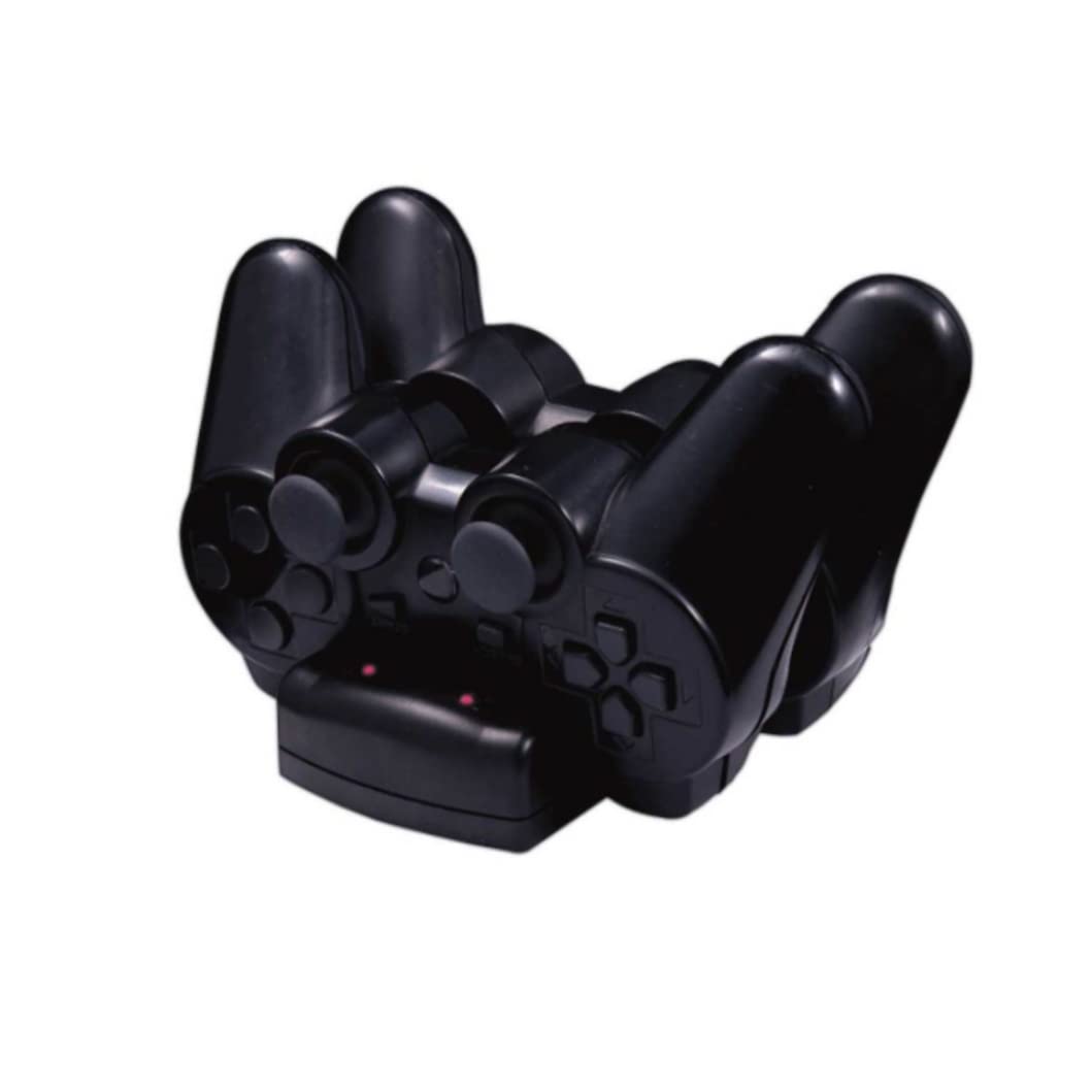 PS3/PS3 Move 2-in-1 Handle Cargador PS3 Controlador inalámbrico Dual-Seat Cargador PS3 Move Dual Docking Station Cargador con Cable de Carga-Negro