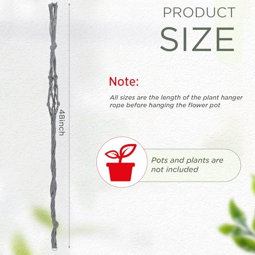 Image of EBOOT 2 Pack 48 Inch Large Macrame Plant Hanger Rope to Hang Flower Pot Plant Holder for Indoor Outdoor Decorations, 4 Legs (Grey)