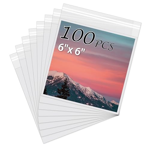 Somime Acid-Free Picture Sleeves, 100Pack Crystal Clear Storage Bags for 6x6 Art Prints, Pictures, Photos, Frame Mats (Bag Size: 6 1/2
