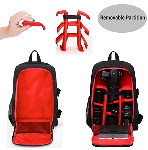 Image of Camera Backpack Waterproof Camera Bag | Large Capacity Camera Case with 15 Inch Laptop Compartment & Rain Cover | for Photographer carrying DSLR SLR Cameras Lens Tripods