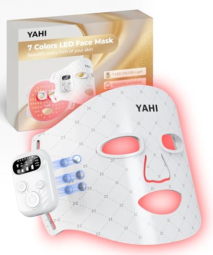 Yahi Red Light Therapy Mask for Face with Magnetic Remote, Wireless LED Face Mask Light Therapy, Red Light Therapy with 850NM NIR, Skin Rejuvenation, Anti-Wrinkle & Firming for Home Travel Use, White