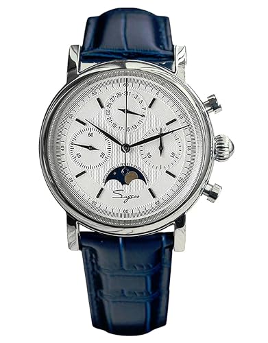Sugess MoonPhase Master SU1908SBEX Gold Swan Neck 40mm ST1908 Mechanical Chronograph Mens Wrist Watch Seagull 1963