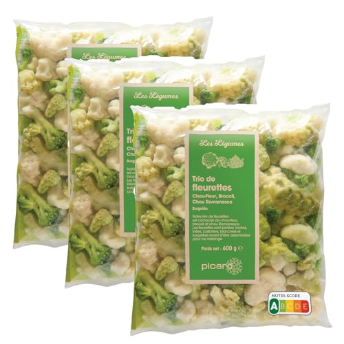 Picard(ピカール) 花野菜ミックス (ブロッコリー、カリフラワー、ロマネスコ) (3袋セット) フランス 冷凍食品 600g ×3