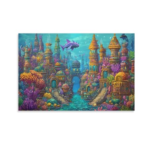 Impression sur toile de qualité pour décoration murale de couloir affiche de palais sous-marin