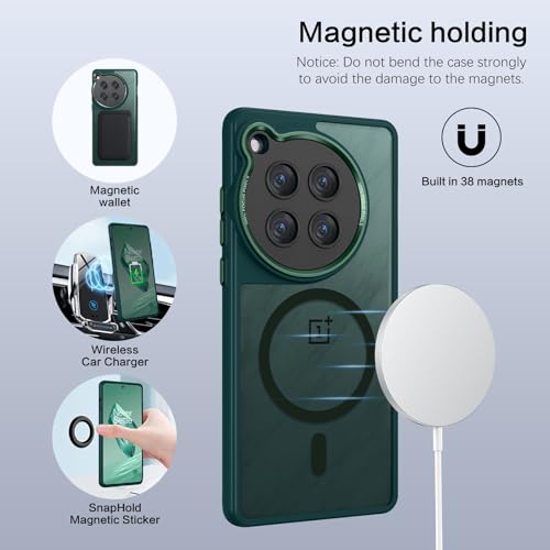 Image of DUEDUE for OnePlus 12 Case Magnetic[Compatible with MagSafe], Military Grade Shockproof PC Back Cover TPU Bumper Protective Phone Case for OnePlus 12 5G 6.82 inch, Green