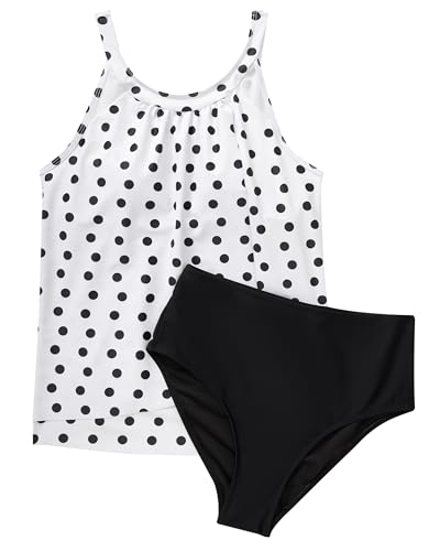 Image of SUUKSESS Women Tummy Control Tankini Bathing Suit Ruffle High Waisted Swimsuit