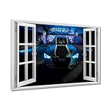  Peinture imprimée sur toile Décoration murale 60 x 40 cm Voiture bleue et lampes bleues N° H2643M_WAPC1E