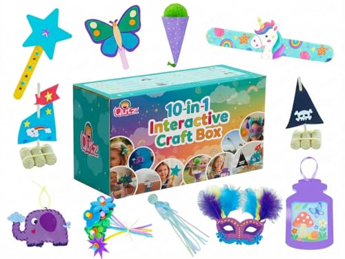 QuTZ Crafts for Kids Ages 4-8 10-in-1 Toddler Craft Box Build Projects that Glow Float Wearable and Playable No prep and no Clean-up Art and Crafts Supplies for Kids 4 5 6 7 8 Year Old