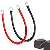 XWGKLN 2 Stück Batteriekabel 5AWG, 50 CM 16mm² 12V Batterie Kabel mit M8 Ringklemmen Kupferdraht, Autobatterie Stromkabe Überbrückung für Autos, Lastwagen, Wohnmobil, Motorräder