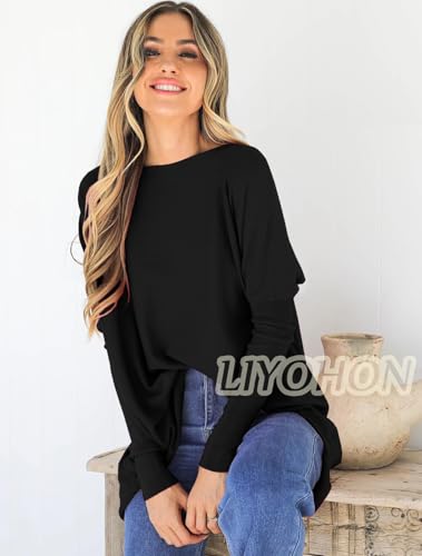 LIYOHON Oversized T Shirts for Women Tunic Tops to Wear with Leggings Long Sleeve Fall Sweaters Dressy Tops2