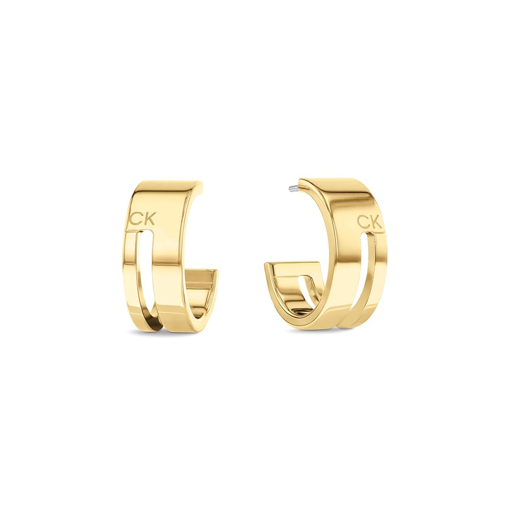 Calvin Klein Womens Calvin Klein Gold Plated Hoop Earrings