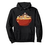 cute anime kawaii cat eating a bowl of ramen noodles - japan felpa con cappuccio