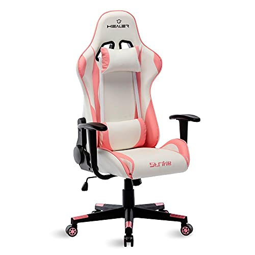 Cadeira Gamer, Healer, Strike, Presidente, Reclinável e Giratória - Rosa/Branca
