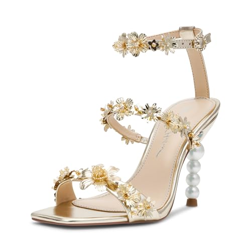 Betsey Johnson Women's Lorra Heeled Sandal, Light Gold, 7.5 M by Betsey Johnson - Used condition - US$78.40