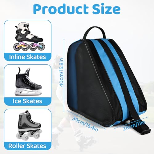 flintronic Rollschuhtasche,Inliner Tasche Kinder Skatertasche Schlittschuhe Tasche mit Verstellbarem Schultergurt, Große Kapazität(Blau)