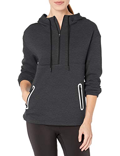Amazon Essentials Women's Fleece Lined Pullover Hoodie Anorak, Charcoal Heather, Small