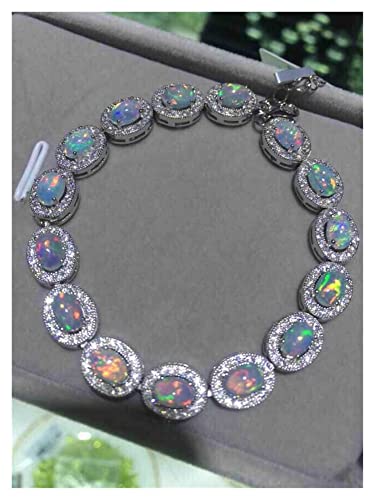 Bracelet opale naturelle pierres précieuses en argent 925 classique pour femmes