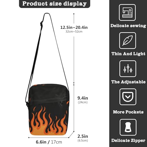 messenger bags for women Small Crossbody Bag Women cross body purses for women Adjustable Strap for Shopping Shopping- Flowing Fire Giraffe Orange Burning3
