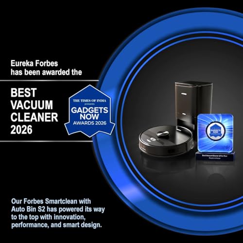 Image of Eureka Forbes SmartClean Auto Bin S2, 9000Pa High Suction Robotic Vacuum Cleaner with Auto Bin (65 Days Hands-Free Cleaning) | LiDAR 3.0 & Quick Home Mapping | Wet Mopping | 5-Hour Run Time