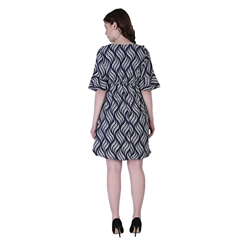 Image of Leriya Fashion Dresses for Women || Crepe Abstract Printed Dresses for Girls || Ruffled Sleeve Knee-Length mini Dress || Perfect for Outing || Travel || Casual Wear Flared one piece Dress for Women