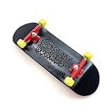 SPITBOARDS 32 mm Fingerboard Complete Real Wood Set-Up (pre-ensamblado, Madera de 5 láminas), Ejes de Metal, Ruedas con Rodamientos, Lija Foam Grip Tape, (Tabla: Black, Ejes: Roja, Ruedas: Amarillo)