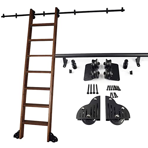 WL-ZZZ Home Office Rolling Library Ladder Hardware Kit, Black Slide Ladder Track Kit (Keine Leiter) 3,3 Fuß- 20 Fuß Stahl Rundrohr Mobile Leiter, mit Bodenrollenrad (Size : 200cm Gleisbausatz) Cover