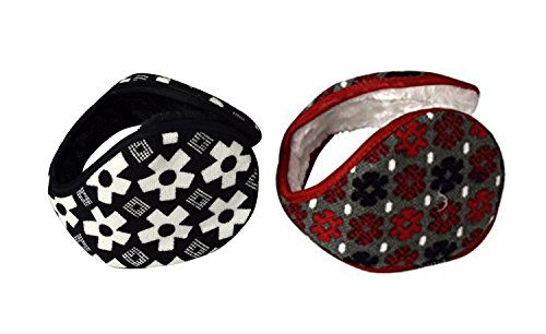 Peach Couture Womens Cozy Soft Warm Winter Beautiful Pattern Ear Muffs 2 Pack