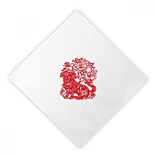 Servilletas reutilizables de tela lavable para cena con estampado de Año Nuevo del perro 2