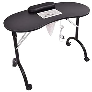 Mesa Plegable, Incluye Aspirador y reposamuñecas (Adecuada para manicura, reconstrucción de uñas y decoración de uñas)