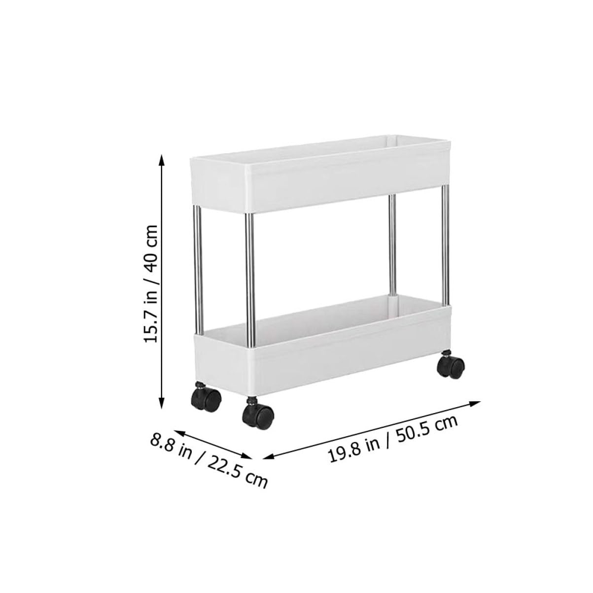 Carrello Portatutto a 3 Livelli Ruote, Struttura in Plastica e Ferro, Salvaspazio per Cucina e Bagno, Bianco