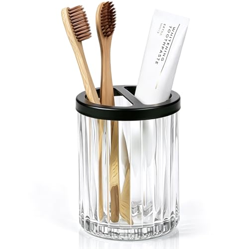 Amolliar Clear Glass Toothbrush Holder for Bathroom Countertop 8oz Cup