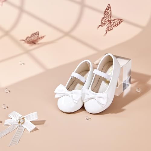 Image of PHIRAMIN Toddler Flower Girl Dress Shoes - Little Girl Ballet Flats Bow Wedding Party