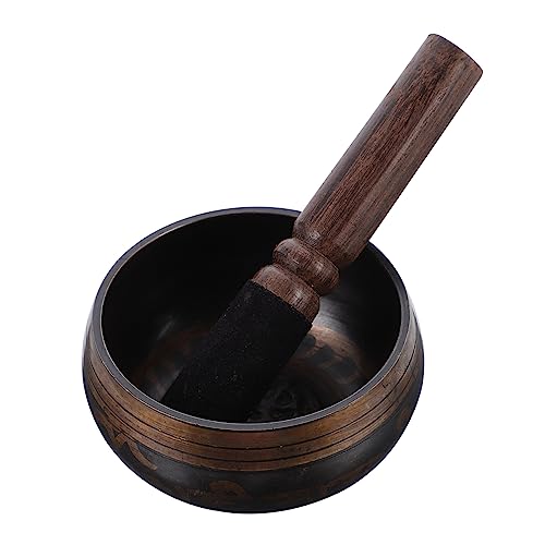 Parliky 1 セット 仏陀 サウンド ボウル 瞑想 ボウル と ロッド ヨガ 瞑想 ボウル 銅 歌唱 ボウル 仏教 サプライ デスクトップ 装飾 銅 ボウル 木 ロッド 瞑想 音楽 丼鉢