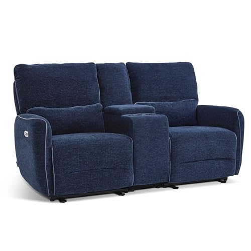 Image of MCombo 75 in Wall Hugger Loveseat with Console, RV Sofa 6926 (Blue)