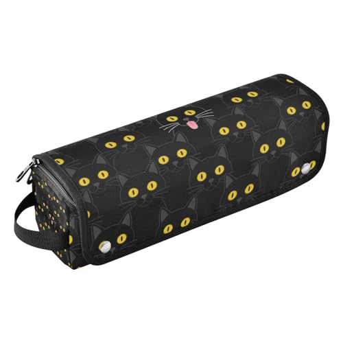 Bolso de viaje para herramientas de cabello con tapete resistente al calor y gran capacidad, negro con gatos y ojos amarillos miniatura 1