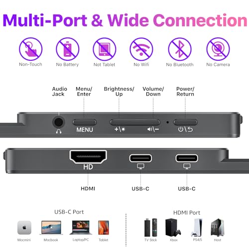 Image of cocopar Portable Monitor 15.6 Inch 4K UHD 60Hz 145% sRGB Travel Monitor with Speaker HDMI USB-C Second Screen for Laptop MacBook Surface PC Xbox PS4 /5, VESA Mountable, with Kickstand