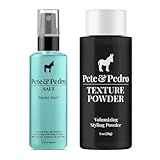 Pete & Pedro Natural Sea Salt Spray 2 oz. & Texture Powder 1 oz. Combo - Adds Instant Volume, Texture, & Thickness to Hair | Medium Hold, Matte Finish, Restyle at Will & Enhances Curls & Waves