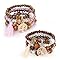 Guyode 2 Pezzi Braccialetti Amicizia, Bohemien Braccialetto Donna, Unisex Bracciale Ragazza, Moda Braccialetti Perline, Perline e Nappe in Legno Bracciali Estivi per Cene Feste Celebrazioni Bballi