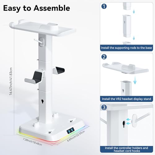 Image of Kosker PSVR2 Magnetic Charging Dock & Headset Stand, for Meta Quest 2 /3 /3S | Fast 2.5H Charging, 9 RGB Lighting Modes, Overcharge Protection, Storage Holder for VR2 Headset & Sense Controllers