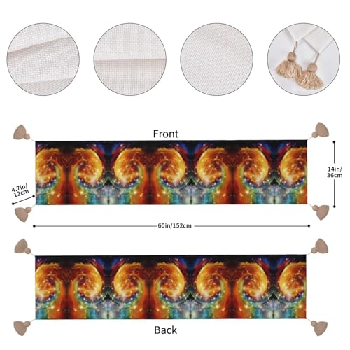 Chemin de table de Noël galaxie : l'élégance textile avec pompons chic