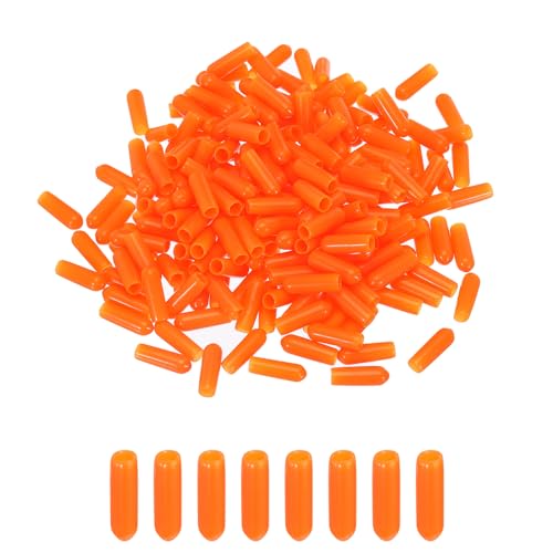 Image of MECCANIXITY 200pcs 4mm Rubber End Caps Cover PVC Vinyl Screw Thread Protector Round Wire Shelf Caps for Screw Bolt Pipe Fence Post, Orange