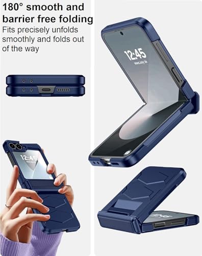 Image of Midkart Hinge Protection Cover Compatible with Samsung Galaxy Z Flip 6 / Z Flip 7 FE with Built-in Screen Protection Armor Case Shockproof, Blue